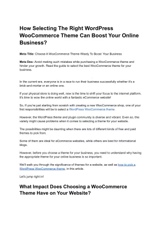 How Selecting The Right WordPress WooCommerce Theme Can Boost Your Online Business