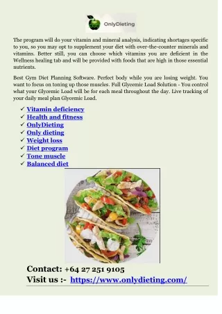 the program will do your vitamin and mineral