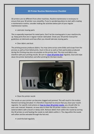 3d printer routine maintenance checklist