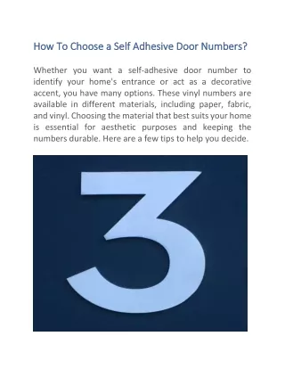 How To Choose a Self Adhesive Door Numbers