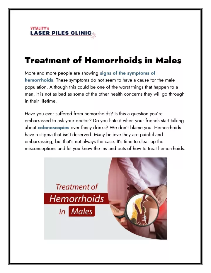 treatment of hemorrhoids in males