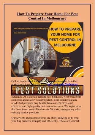 How To Prepare Your Home For Pest Control In Melbourne?