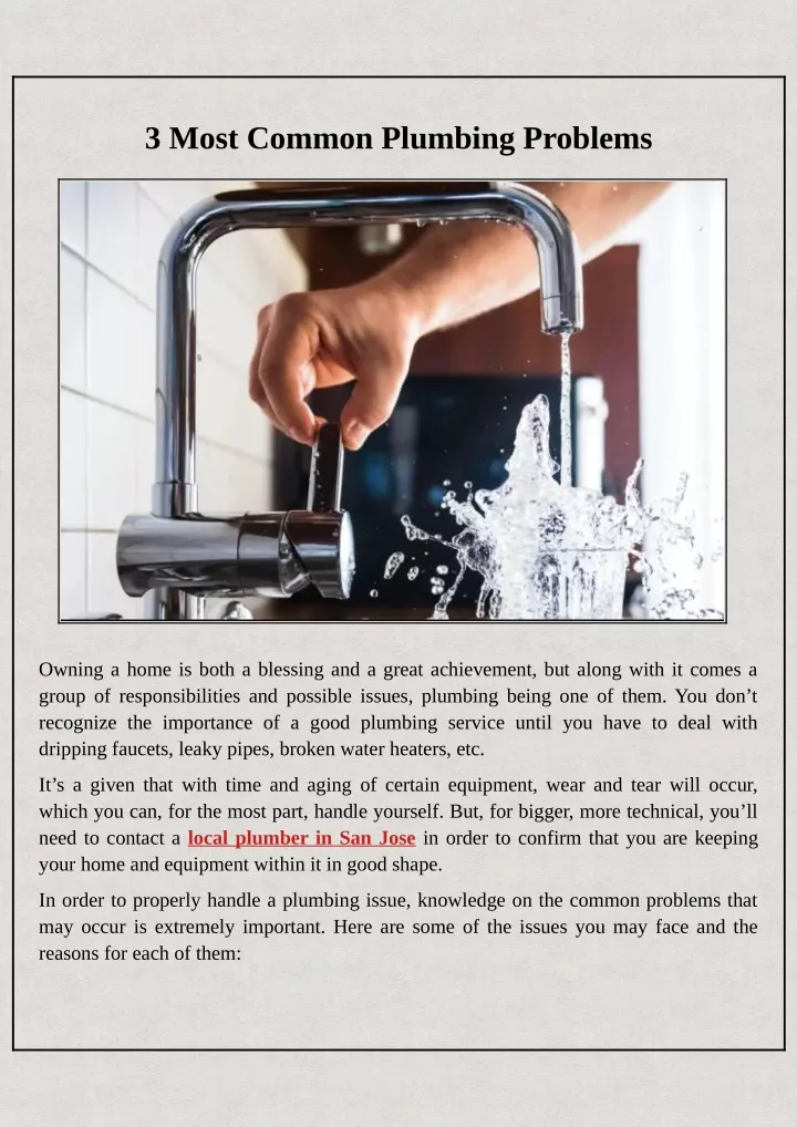 3 most common plumbing problems
