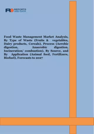 Food Waste Management Market Size, Share, Growth Analysis and Forecast to 2027
