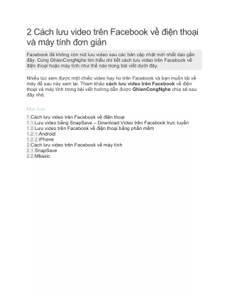 Cách lưu video trên Facebook