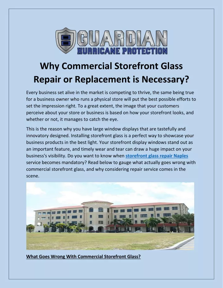 why commercial storefront glass repair