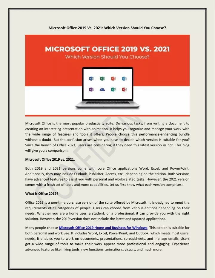 microsoft office 2019 vs 2021 which version