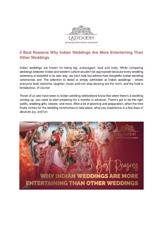 5 Best Reasons Why Indian Weddings Are More Entertaining Than Other Weddings