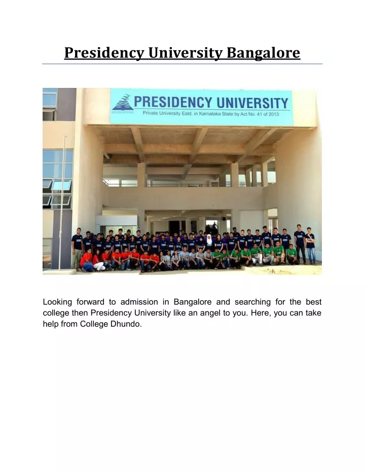 presidency university bangalore
