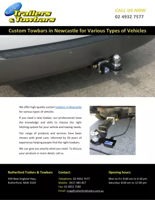 Custom Towbars in Newcastle for Various Types of Vehicles