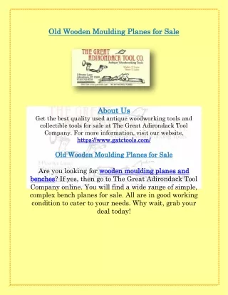Old Wooden Moulding Planes for Sale