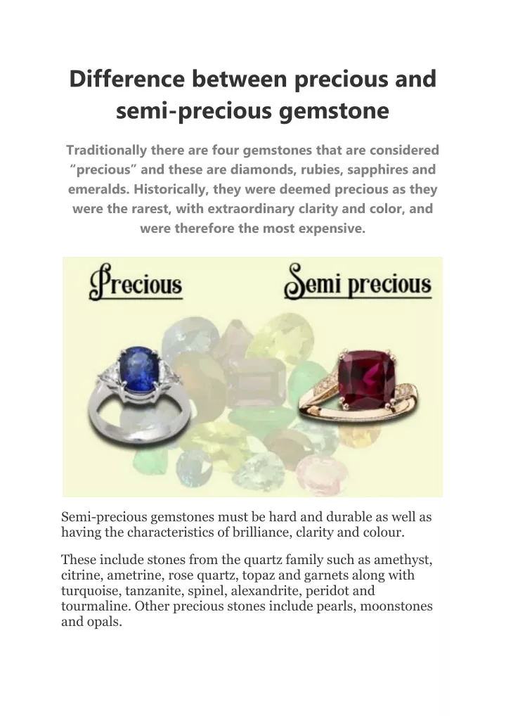 difference between precious and semi precious