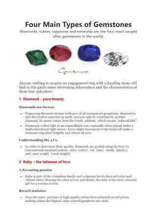 Four Main Types of Gemstones