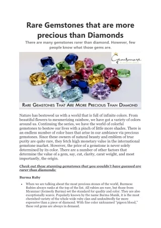 Rare Gemstones that are more precious than Diamonds