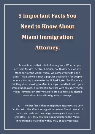 5 Important Facts You Need to Know About Miami Immigration Attorney.