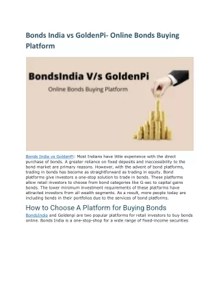 Bonds India vs GoldenPi