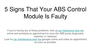 5 signs that your abs control module is faulty