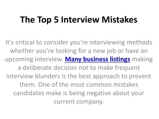 the top 5 interview mistakes