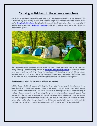 camping in rishikesh in the serene atmosphere