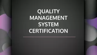 quality management system certification