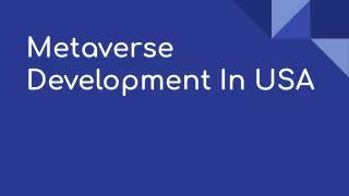 Metaverse Development In USA