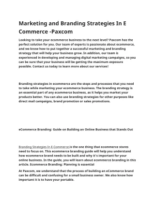 marketing and branding strategies in e commerce