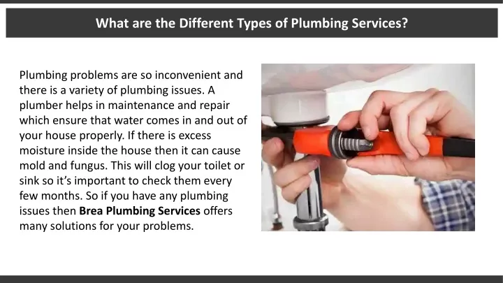 what are the different types of plumbing services