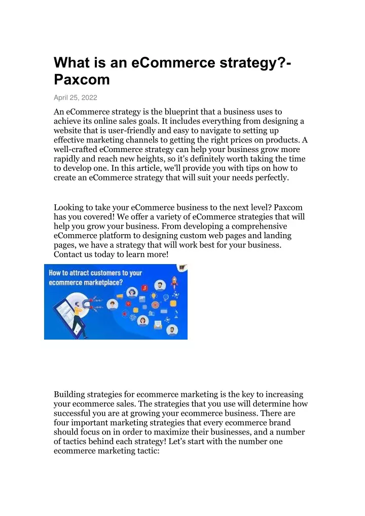 what is an ecommerce strategy paxcom