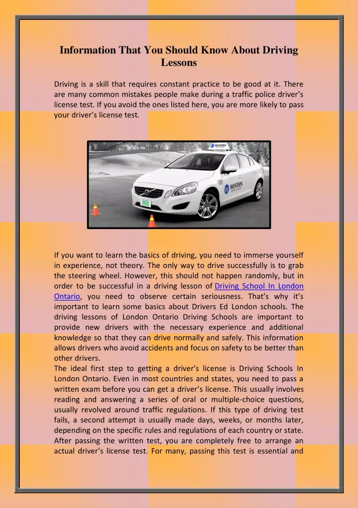 information that you should know about driving