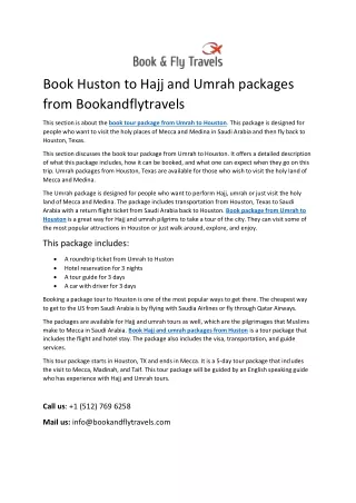 Book Huston to Hajj and Umrah packages from Bookandflytravels