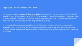 AngularJS Course in Noida