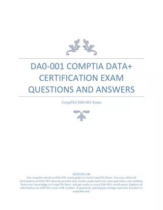 da0 001 comptia data certification exam questions