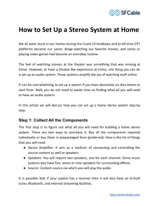 how to set up a stereo system at home