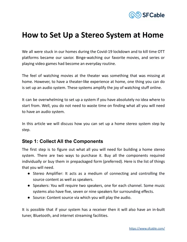 how to set up a stereo system at home