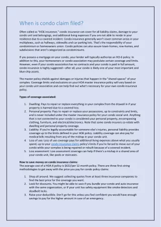 when is condo claim filed often called