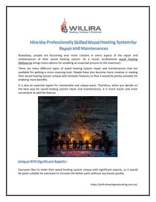 Hire the Professionally Skilled Wood Heating System for Repair and Maintenances