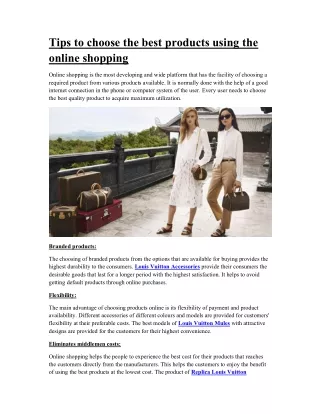 Tips to choose the best products using the online shopping1