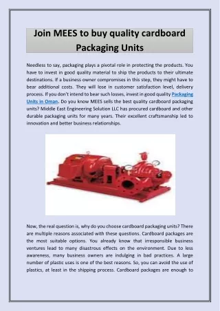join mees to buy quality cardboard packaging units