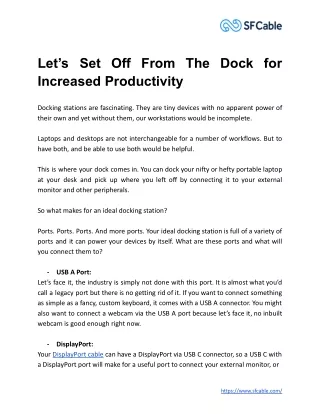 let s set off from the dock for increased