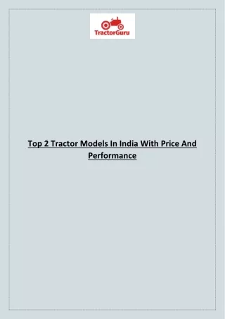 top 2 tractor models in india with price