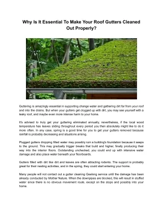 why is it essential to make your roof gutters