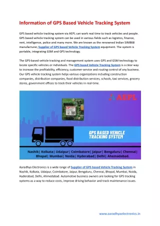 information of gps based vehicle tracking system
