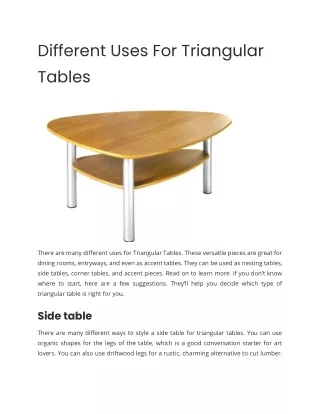 Different Uses For Triangular Tables