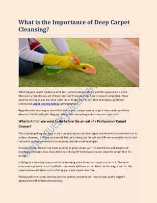 What is the Importance of Deep Carpet Cleansing