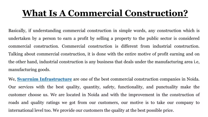 What Is A Commercial Construction