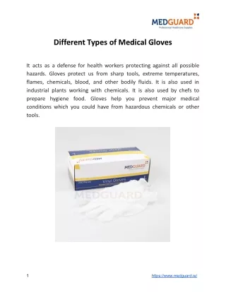 Different Types of Medical Gloves