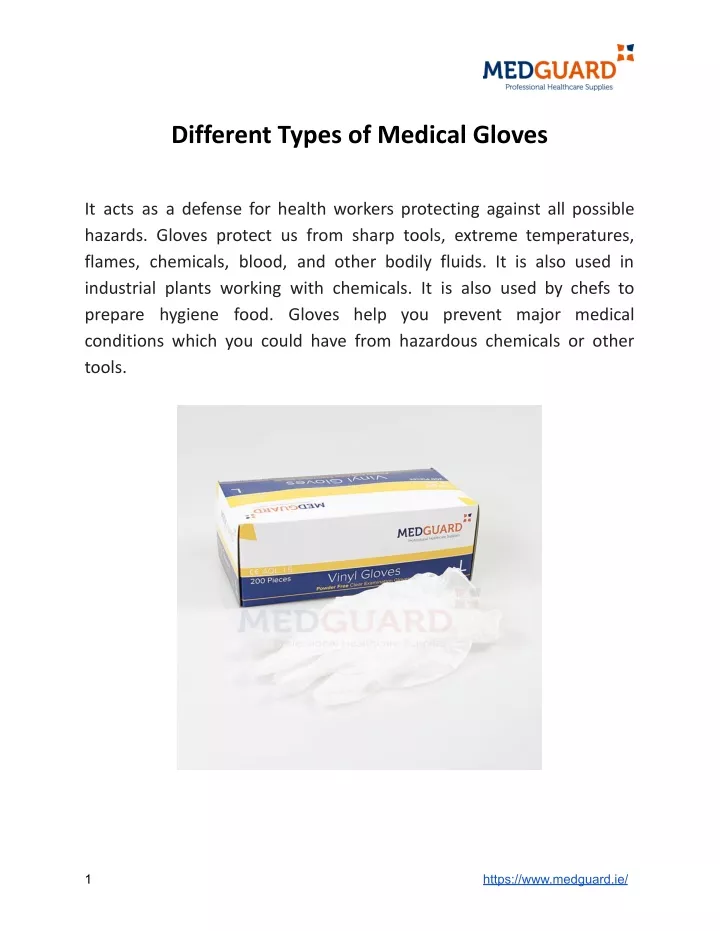 different types of medical gloves