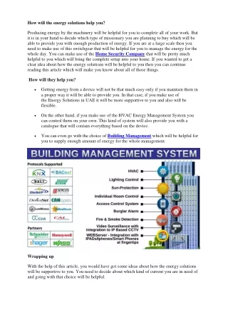 How will the energy solutions help you