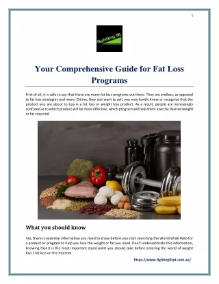 Your Comprehensive Guide for Fat Loss Programs