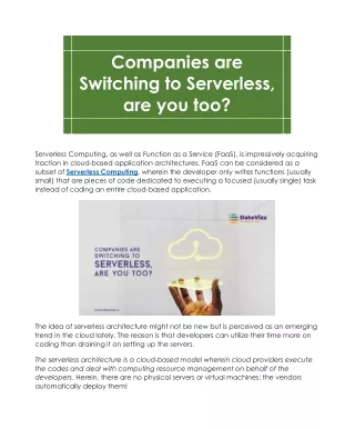 Companies are Switching to Serverless; are you too?
